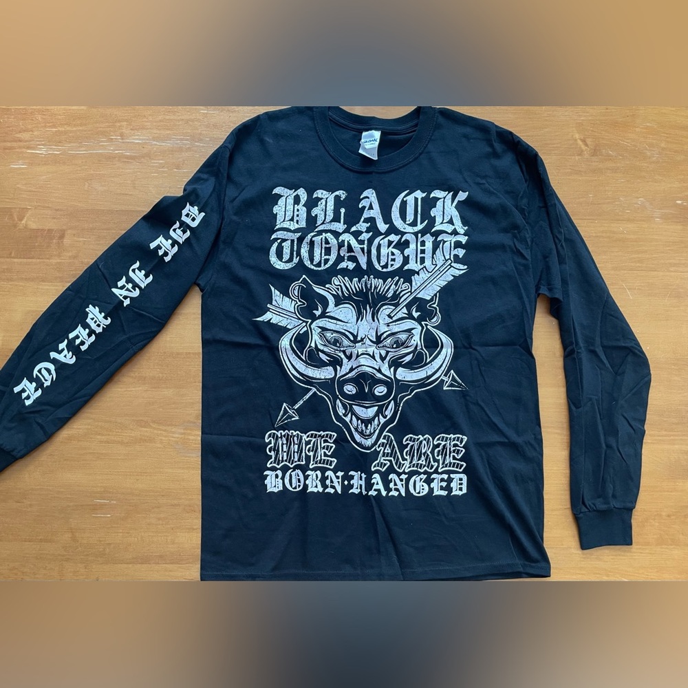 Black Tongue “we are born hanged” men’s L long sleeve